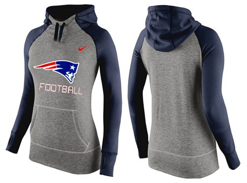 Women's Nike New England Patriots Performance Hoodie Grey & Dark Blue_1 - Click Image to Close
